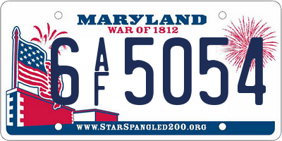 MD license plate 6AF5054