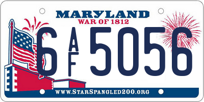 MD license plate 6AF5056