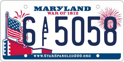 MD license plate 6AF5058