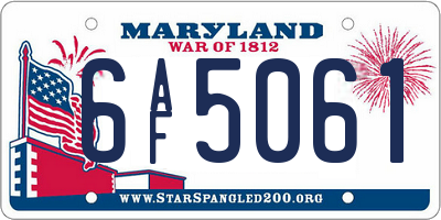 MD license plate 6AF5061