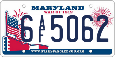 MD license plate 6AF5062