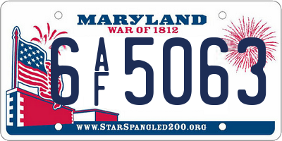 MD license plate 6AF5063