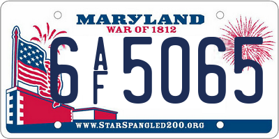 MD license plate 6AF5065
