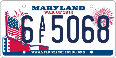MD license plate 6AF5068