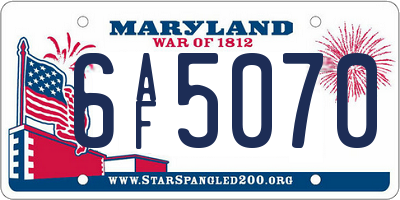MD license plate 6AF5070