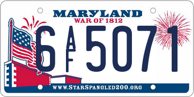 MD license plate 6AF5071