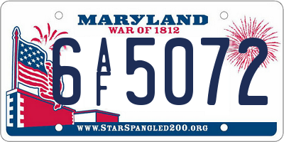 MD license plate 6AF5072