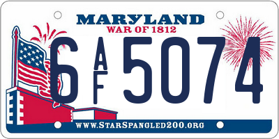 MD license plate 6AF5074