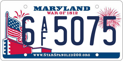 MD license plate 6AF5075