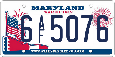 MD license plate 6AF5076