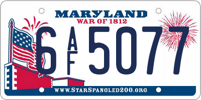 MD license plate 6AF5077