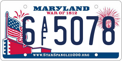 MD license plate 6AF5078