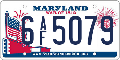 MD license plate 6AF5079