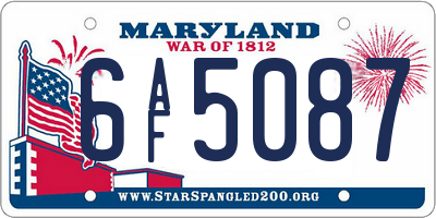 MD license plate 6AF5087