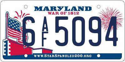 MD license plate 6AF5094