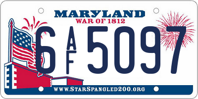 MD license plate 6AF5097