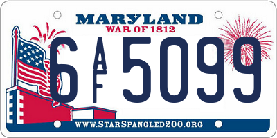 MD license plate 6AF5099