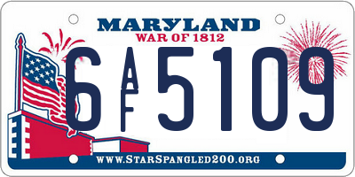 MD license plate 6AF5109