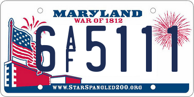 MD license plate 6AF5111