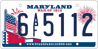 MD license plate 6AF5112