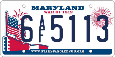 MD license plate 6AF5113