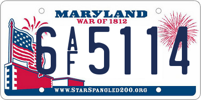 MD license plate 6AF5114
