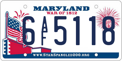 MD license plate 6AF5118