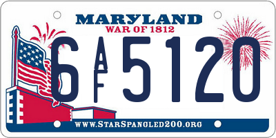 MD license plate 6AF5120