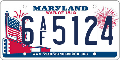 MD license plate 6AF5124