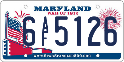 MD license plate 6AF5126