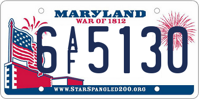 MD license plate 6AF5130