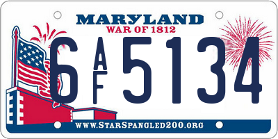 MD license plate 6AF5134