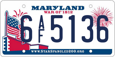 MD license plate 6AF5136