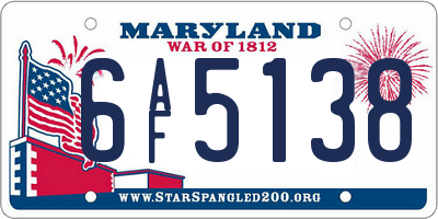 MD license plate 6AF5138