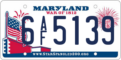 MD license plate 6AF5139
