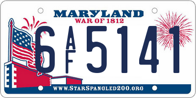 MD license plate 6AF5141