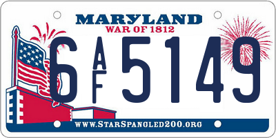 MD license plate 6AF5149