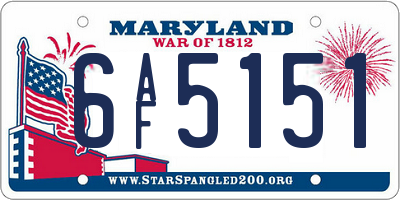 MD license plate 6AF5151