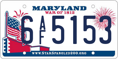 MD license plate 6AF5153