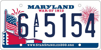 MD license plate 6AF5154