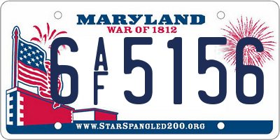 MD license plate 6AF5156