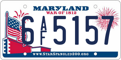 MD license plate 6AF5157