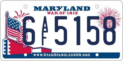 MD license plate 6AF5158