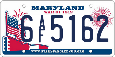 MD license plate 6AF5162
