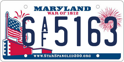 MD license plate 6AF5163