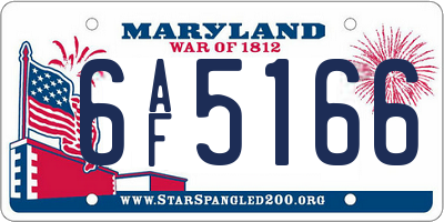 MD license plate 6AF5166