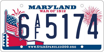 MD license plate 6AF5174