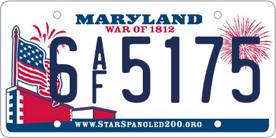 MD license plate 6AF5175