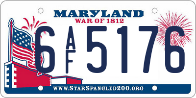 MD license plate 6AF5176