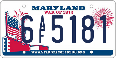 MD license plate 6AF5181